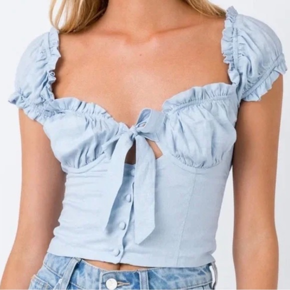Princess Polly Tops - Princess Polly Blue Crop Top